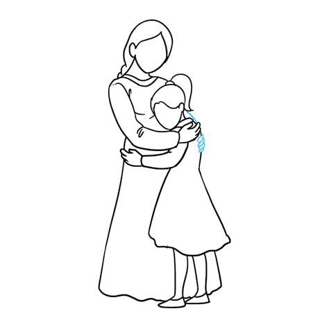 How to Draw a Mother Hugging a Daughter - Really Easy Drawing Tutorial