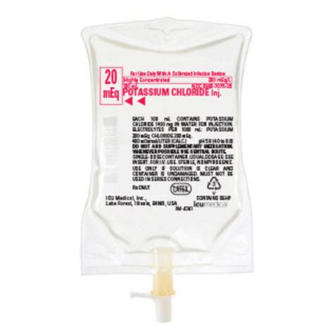 Potassium Chloride, 20mEq/100mL, 100mL Bag | Bound Tree