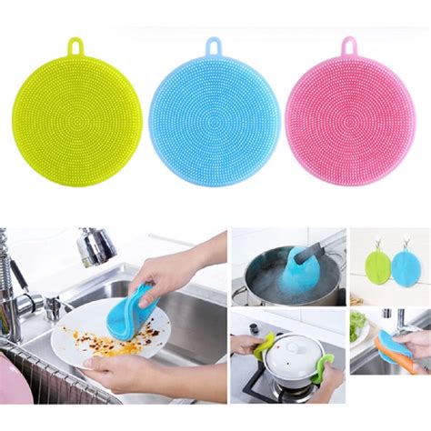 3 Pieces Silicone Dish Sponges, Silicone Scrubbers,Dish Washing Brush , Silicone Dishwasher ...