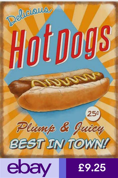 Hotdog Classic Advert 50's Diner Kitchen Cafe Food Retro Medium Metal Steel Sign | Diner sign ...