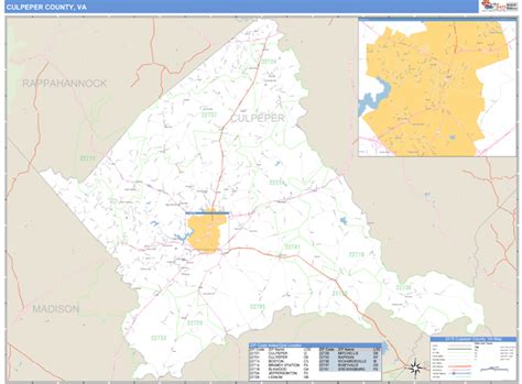 Culpeper County, Virginia Zip Code Wall Map | Maps.com.com