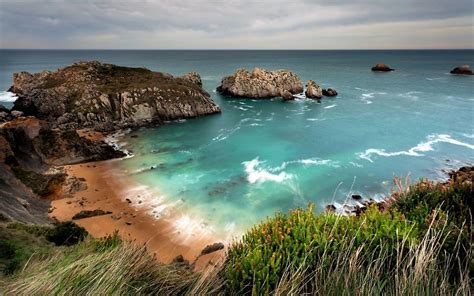 Earth Coastline Coast Horizon Ocean Rock Sea Image Santander Spain, Bay ...