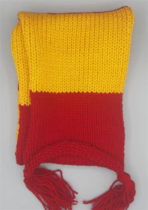 Hand Knitted Chunky Red and Yellow Scarf - Etsy