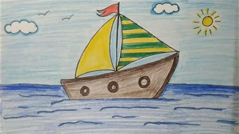 How to Draw Boat #boatdrawing #boat #kidsdrawing #kidsdrawingstepbystep #scenerydrawing - YouTube