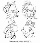 Happy Cows Clipart Cartoon Coloring Book 库存插图 290247857  Shutterstock sketch template