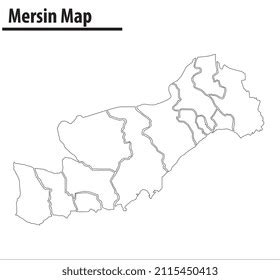 Mersin Map Illustration Vector City Turkey Stock Vector (Royalty Free) 2115450413