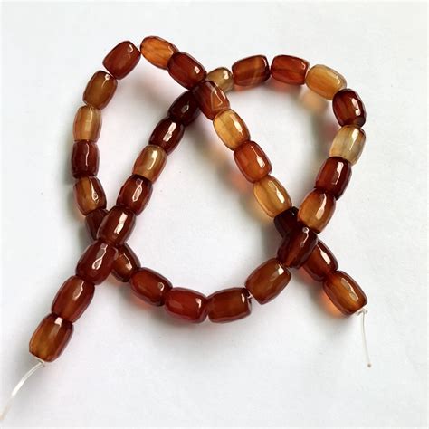 1string Natural Red Carnelian Beads Red Agat e 8x10mm,10x14mm Faceted Barrel Tube Gem Loose ...