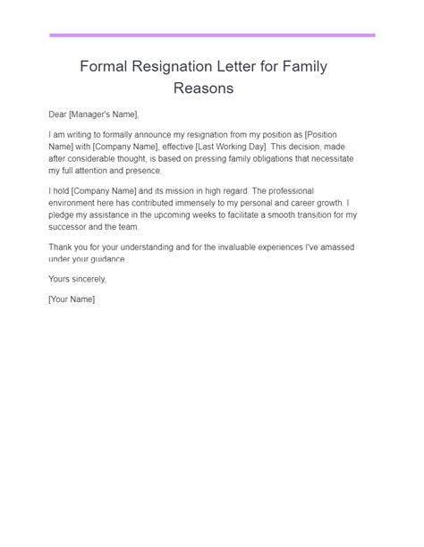 Resignation Letter for Family Reasons - 17+ Examples, Tips