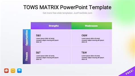 Free TOWS MATRIX PowerPoint Template With Example (10 Layouts)