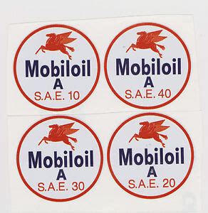 MOBIL SAE OIL DECALS 10-20-30-40 3" DIAMENTER | eBay