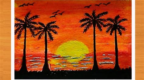 Watercolor Sunrise Early Morning Scenery Drawing - pic-flamingo