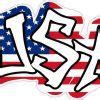 5in X 3in USA American Flag Graffiti Sticker Vinyl Patriotic Bumper Decal