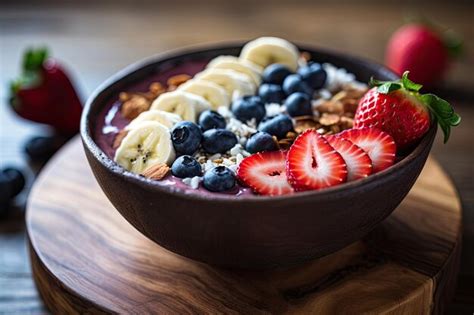 Premium AI Image | A bowl of fruit and cereal