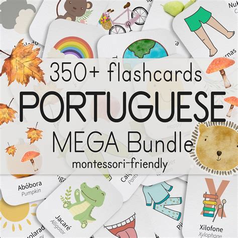 Learning Portuguese Bundle 350 Portuguese Flashcards for Kids Printable ...