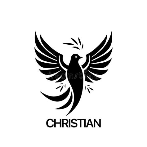 Christian Logo Template with Dove, Pigeon. Black and White Christian ...