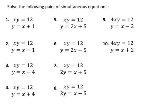 Quadratic simultaneous equations (3 exercises!) – Variation Theory