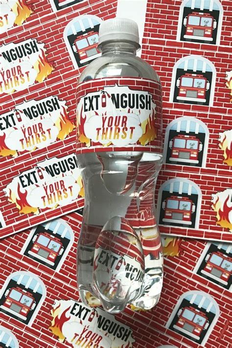Firefighter Birthday Party Water Bottle Labels - 24 Count | Firetruck birthday party ...