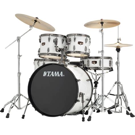 TAMA IP62NBCSGW Imperialstar 6-Piece Drum Set With Cymbals (22 Bass Drum, Sugar White With Black ...