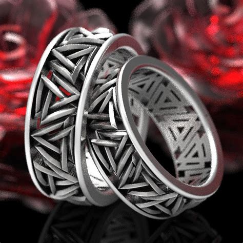 Valknut Knot Viking Silver Ring Set, Viking Wedding Ring Set, Sterling ...