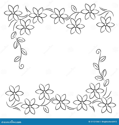 Simple Flower Border Clipart Black And White
