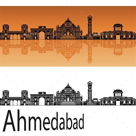 Ahmedabad Skyline in Orange | Ahmedabad, Skyline, Business cards ...