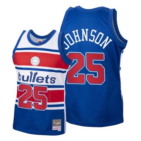 Men Washington Bullets Gus Johnson Hardwood Classics Blue Throwback ...