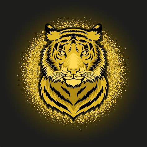 Premium Vector | Gold tiger on a black background vector illustration ...