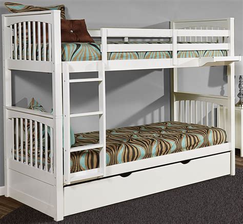 Pulse White Twin Over Twin Bunk Bed With Trundle from NE Kids | Coleman Furniture