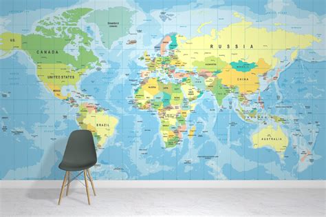 World Maps Wallpaper Murals - Wall Murals - Fast & Free UK Delivery