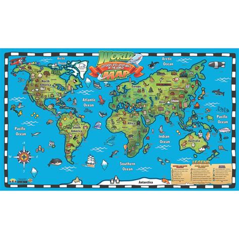 Kid's World Map Interactive Wall Chart with Free App - RWPWC04 | Waypoint Geographic | Social ...