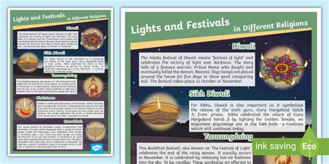 Lights and Festivals in Different Religions (teacher made)