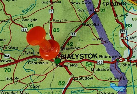 Red Pin on the Location on the Map of the Bialystok City in Poland Editorial Image - Image of ...