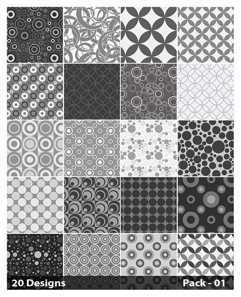 20 Grey Circle Pattern Vector Pack 01