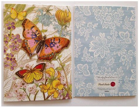 pUNCH sTUDIO Set of 10 Note Cards in Envelope Box - Botanical Butterfly | #1847304828