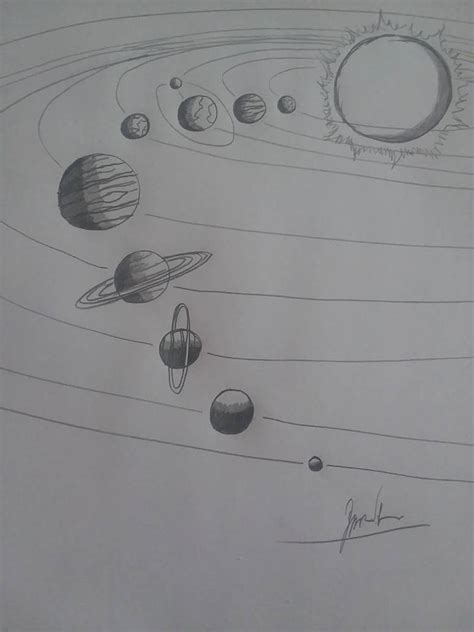 Solar System Pencil Drawing