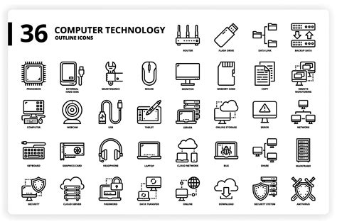 36 Computer Technology Icons by monkik on @creativemarket | Computer ...