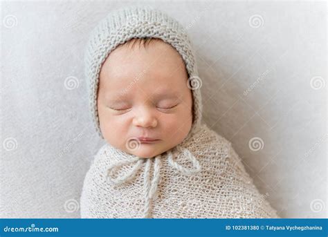 Lovely Baby Sleeping Swaddled in a Wrap, Close-up Stock Photo - Image of person, peaceful: 102381380