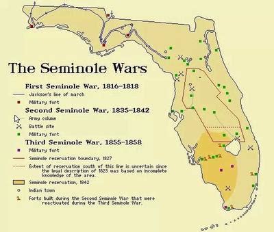 A map of the Seminole Wars.