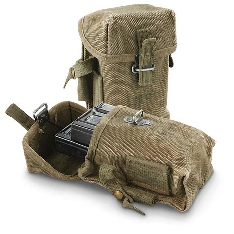 2 Used U.S. Military Surplus M14 Mag Pouches, Olive Drab - 423669, Gun Cases at Sportsman's Guide