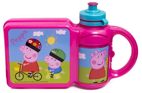 PEPPA PIG & GEORGE Lunch Box & Integrated Bottle School Carry Snack Lunchbox | eBay