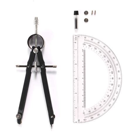 Buy Professional Precision Compass Set, Metal Spring Bow Compass with Protractor, Lock, Pencil ...