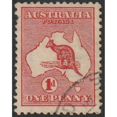 1913 Australian Kangaroo & Map Stamp - 1 Penny Red Fine Used