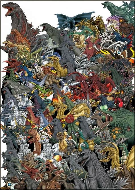 A Collage of every single Godzilla monster ever (both from and not from ...