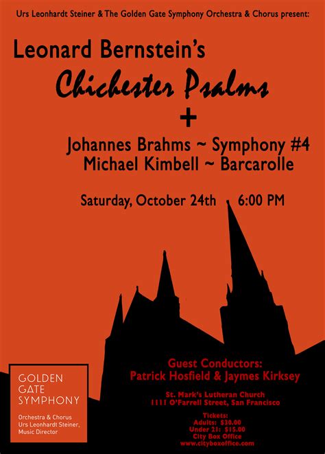 Leonard Bernstein’s Chichester Psalms - San Francisco, CA - on Sat Oct ...