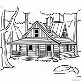 Rustic Log Cabin In The Woods Coloring Page 46354 36646 sketch template