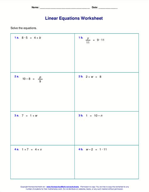 Solving Linear Equations Worksheet Pdf – Owhentheyanks.com