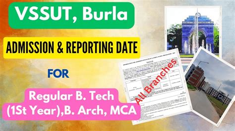 VSSUT, Burla | Admission & Reporting Date For Regular B. tech(1St Year), B. Arch, MCA Courses ...