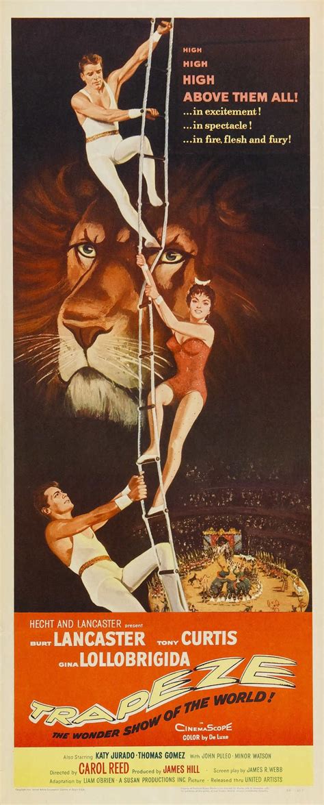 Trapeze (1956) Burt Lancaster, Tony Curtis, Gina Lollobrigida | Classic movie posters, Old movie ...