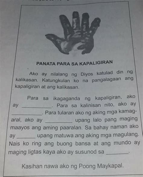 panata para sa kapaligiran brainly ko makasagot - Brainly.ph