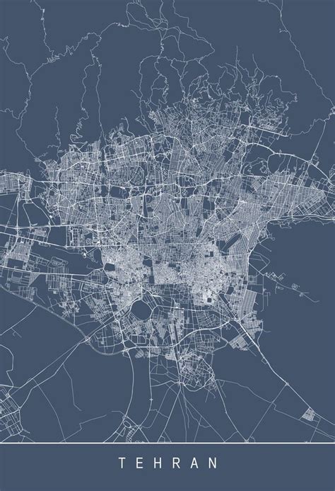 TEHRAN MAP ART, Digital Download, Map of Tehran Iran, Modern City Print ...